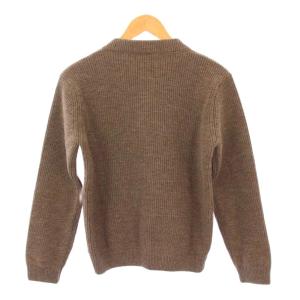 Andersen-Andersen ニットカーディガン 長袖 リブ クルーネック 厚手 ウール ワンカラー XS 茶 ブラウン /BB