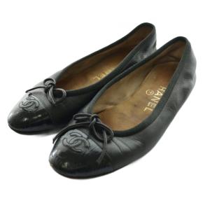 バレリーナ フラット Ballet Flats シューズ ココマーク 35.5 黒 ブラック /SS OS