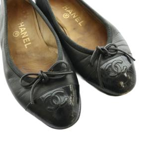 CHANEL バレリーナ フラット Ballet Flats シューズ ココマーク 35.5 黒 ブラック /SS OS