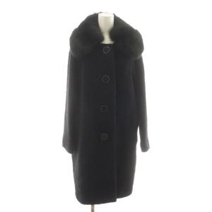 ファーコート ステンカラー ロング 36 黒 ブラック /RR
