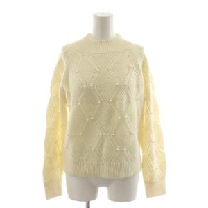 ニット セーター 長袖 ウール混 モヘヤ混 36 アイボリー パール装飾 /RR