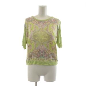 カットソー 半袖 44 黄緑 ライムグリーン ペイズリー /RR
