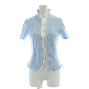 カットソー 半袖 青 ブルー スタンドカラー 前開き /AP