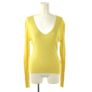 ニット カットソー 長袖 リブ シルク L 黄色 /NR