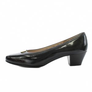 Salvatore Ferragamo パンプス アーモンドトゥ ヒール ゴールド金具 レザー 7.5 黒 ブラック 10155 /AN33
