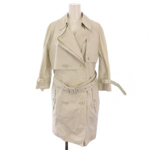 トレンチコート 七分袖 ロング ウエストベルト 38 ライトグレー /BM