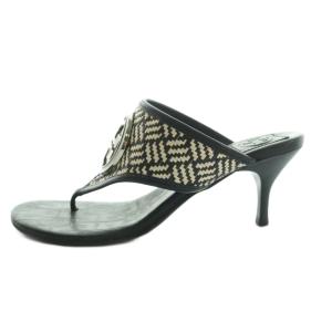 TORY BURCH フェット ウーブン ラフィア ロゴ ディテール ソング サンダル Fete woven raffia logo