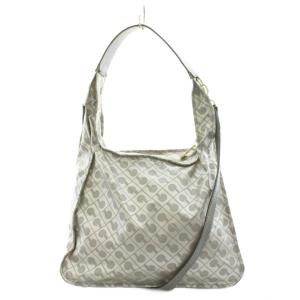 ハンドバッグ ショルダーバッグ 2way 総柄 ナイロン シルバー色 /AN17