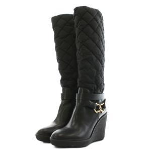 MONCLER NEW CERNOBBIO ダウンロングブーツ ウェッジソール 39 黒 ブラック /AN39