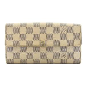 ポルトフォイユ サラ ダミエ アズール 長財布 二つ折り 小銭入れ 白 ホワイト N61735 /AN40