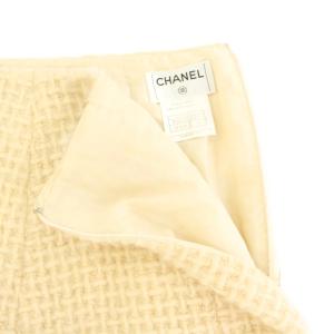 CHANEL 00A ニットスカート ツイード ココマーク シルク 42 ベージュ P16695V09137