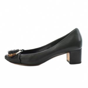 GUCCI パンプス ラウンドトゥ ヒール レザー 37.5 黒 ブラック 235283 /AN24