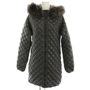 Acca ダウンコート ナイロン ジップアップ フォックスファー 38 黒 ブラック DFG-1035R