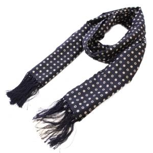 ストール フリンジ シルク 総柄 バイカラー 黒 ブラック アイボリー タグ付き /BB