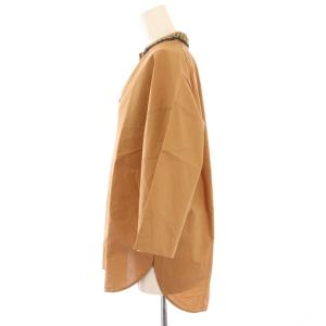NE QUITTEZ PAS! シャツ ブラウス 七分袖 スキッパー 装飾 F 茶 ブラウン /BB