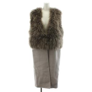 ベスト ロング丈 ファー ウール 茶 ブラウン 19010938800030 /AN32