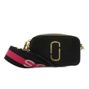 スナップショット ショルダーバッグ ロゴ レザー 黒 ブラック 白 ホワイト /AN15