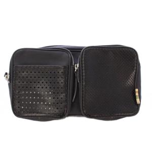 ボディバッグ ウエストバッグ レザー ワンカラー パンチング 黒 ブラック /BB