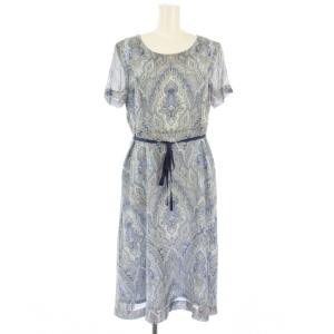 ワンピース 半袖 ロング ペイズリー柄 40 青 11-701100 /TK