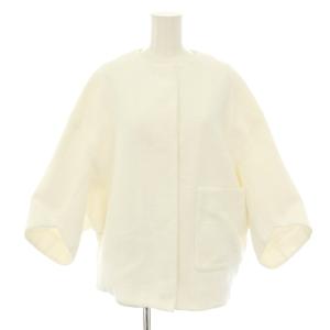 ナナコ織りハーフスリーブノーカラージャケット シルク 38 ホワイト 6522-234-0703