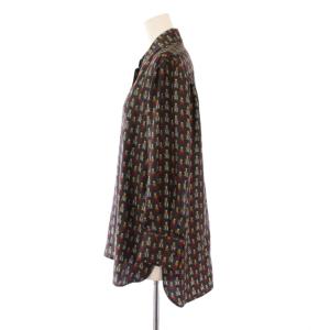 Max Mara シャツ ブラウス 長袖 レギュラーカラー くま柄 クマ柄 総柄 黒 ブラック /BB