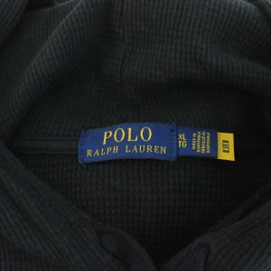 POLO RALPH LAUREN パーカー カットソー プルオーバー 長袖 ワッフル ロゴ刺繍 XL 黒 ブラック /KU