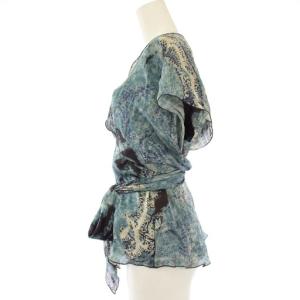 Max Mara シャツ ブラウス シルク シフォン 総柄 半袖 IJ40 青 11160389 /TK