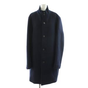 コート スタンドカラー ロング丈 カシミヤ混 アウター XL 紺 ネイビー 18020312300330