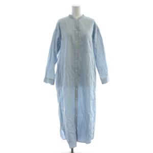 ワンピース ロング シャツ 麻混 リネン混 Free 青 ブルー /AP