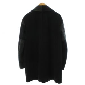 LOLO LIKE ステンカラーコート ロング丈 ウール アウター L グレー 黒 ブラック 2L0-3 /AN27