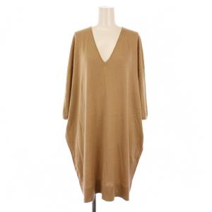 ニット チュニック 五分袖 Vネック カシミヤ シルク 42 ベージュ /BM