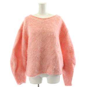 23AW モヘヤシャギーニットプルオーバー セーター 長袖 アルパカ混 ピンク 23080912210040