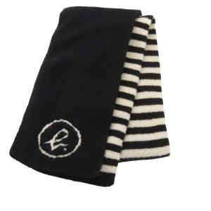 マフラー ボーダー柄 白 ホワイト 黒 ブラック /AU