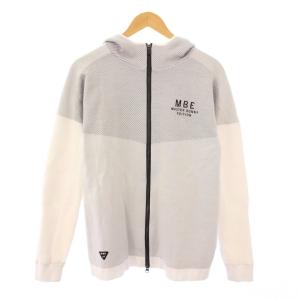 ゴルフウェア ジップアップパーカー ジャケット ストレッチ ショート丈 ロゴ ウール混 5 白 ホワイト