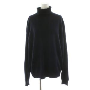 ニット プルオーバー タートルネック カシミヤ L ネイビー