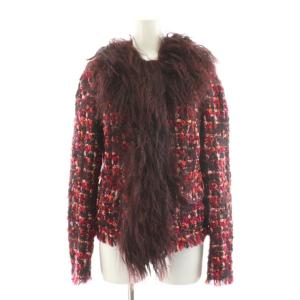 ジャケット ツイード ファー 40 赤 レッド /AN44