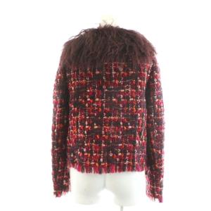 DOLCE&GABBANA ジャケット ツイード ファー 40 赤 レッド /AN44