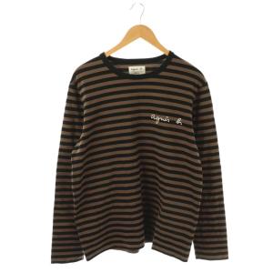 アダムエロペ pourADAMETROPE Tシャツ カットソー 長袖 ボーダー柄 XL モカ ブラック