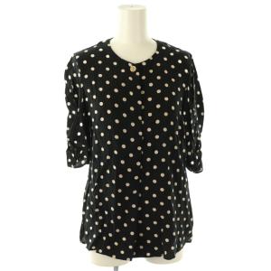 23SS IPEKER タックハーフスリーブブラウス ブラック アイボリー 23051370204120