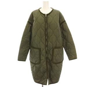 キルティングコート ノーカラーコート 中綿 ロング F カーキ 16AMSCO03 /HN