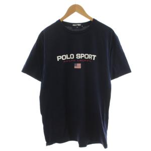 Tシャツ カットソー 半袖 ロゴ プリント LL 紺 ネイビー /AN47