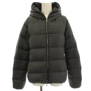 ダウンジャケット フード ウール カシミヤ混 42 グレー /G