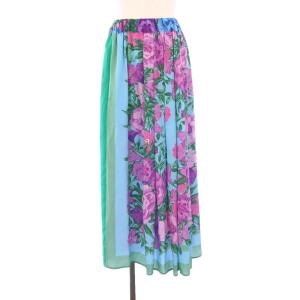 23SS SIMONE-SKIRT フレアスカート ロング 花柄 シルク 38 マルチカラー 23510102316