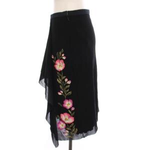 VIVIENNE TAM スカート ひざ丈 花柄 刺繍 0 黒 ブラック 016-220821 /YM