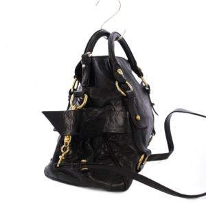 miumiu ショルダーバッグ 2WAY レザー ブラック