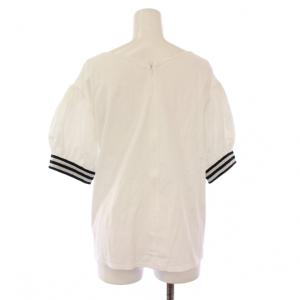 BORDERS at BALCONY シャツ ブラウス カットソー プルオーバー 半袖 クルーネック パフスリーブ ストレッチ 38 白 ホワイト