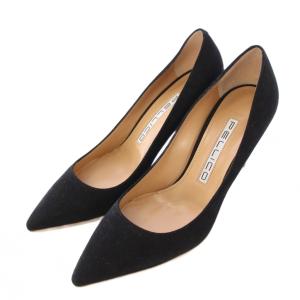 パンプス ポインテッドトゥ ハイヒール スエード ワンカラー 36 黒 ブラック /BB