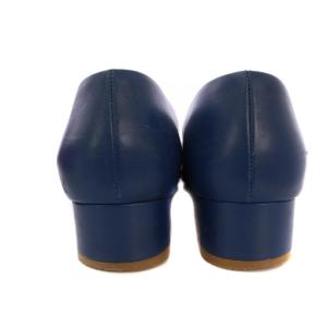 Salvatore Ferragamo パンプス チャンキーヒール ヴァラリボン レザー 9 D 青 /BM