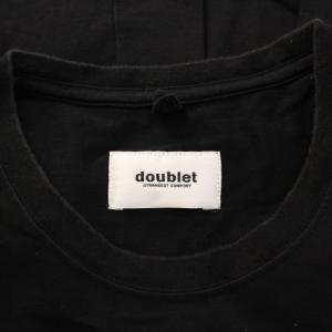 doublet WISM別注 グラフィックTシャツ ロゴ カニプリント 半袖 クルーネック ストレッチ S 黒 ブラック