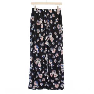 IENA ワイドパンツ イージー ウエストゴム 花柄 総柄 38 黒 ブラック /BB